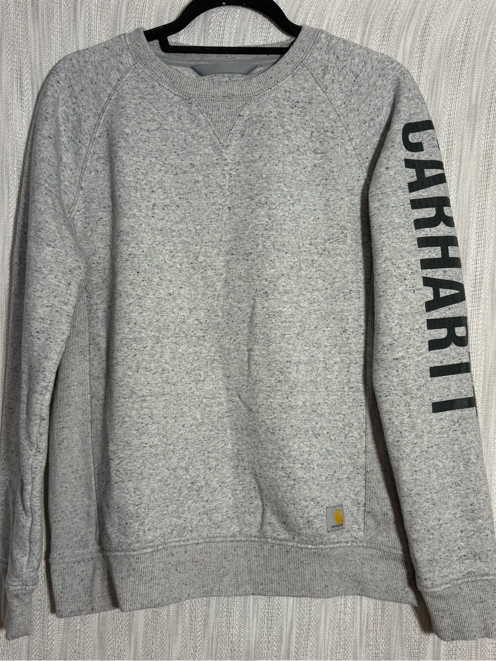 Carhartt Light Heather Gray Crewneck Sweatshirt with Sleeve Logo